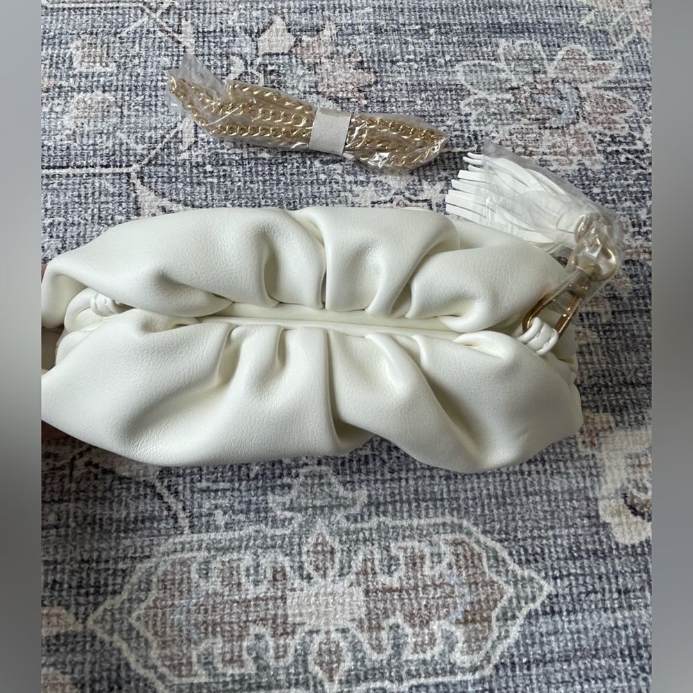 NWT Understated Leather crescent clutch with gold tone chain strap - Picture 7 of 7